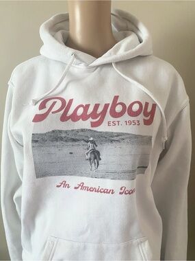 PLAYBOY Desperado American Icon White Hoodie, men’s small